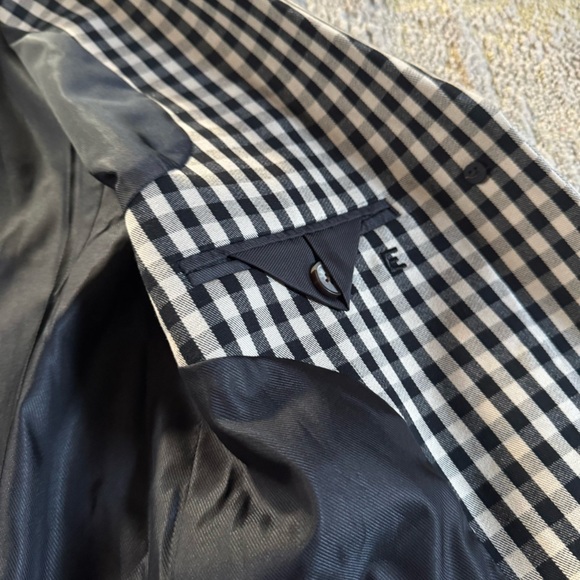 Everlane Blazer 80's Oversized gingham checker black tan tencel cotton 00 new - Picture 7 of 14